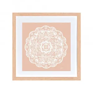 Marrakesh Mandala in Light Blush Solid Fine Art Print | FRAMED Tasmanian Oak Boxed Frame Square (30cm x 30cm) With White Border by Luxe Mirrors, a Artwork & Wall Decor for sale on Style Sourcebook