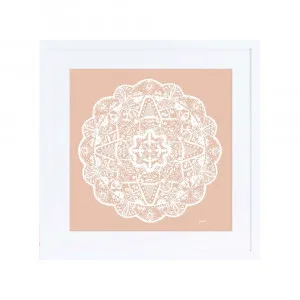 Marrakesh Mandala in Light Blush Solid Fine Art Print | FRAMED White Boxed Frame Square (30cm x 30cm) With White Border by Luxe Mirrors, a Artwork & Wall Decor for sale on Style Sourcebook