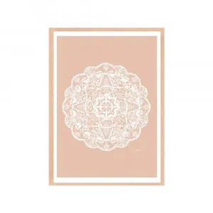 Marrakesh Mandala in Light Blush Solid Fine Art Print | FRAMED Tasmanian Oak Boxed Frame A3 (29.7cm x 42cm) With White Border by Luxe Mirrors, a Artwork & Wall Decor for sale on Style Sourcebook