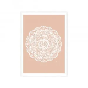 Marrakesh Mandala in Light Blush Solid Fine Art Print | FRAMED White Boxed Frame A3 (29.7cm x 42cm) With White Border by Luxe Mirrors, a Artwork & Wall Decor for sale on Style Sourcebook