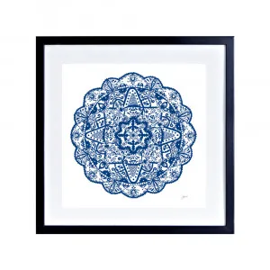 Marrakesh Mandala in Navy Wall Art | CANVAS Black Boxed Frame Square (30cm x 30cm) by Luxe Mirrors, a Artwork & Wall Decor for sale on Style Sourcebook