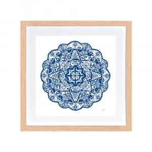 Marrakesh Mandala in Navy Wall Art | CANVAS Tasmanian Oak Boxed Frame Square (30cm x 30cm) by Luxe Mirrors, a Artwork & Wall Decor for sale on Style Sourcebook