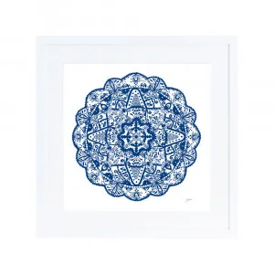 Marrakesh Mandala in Navy Wall Art | CANVAS White Boxed Frame Square (30cm x 30cm) by Luxe Mirrors, a Artwork & Wall Decor for sale on Style Sourcebook