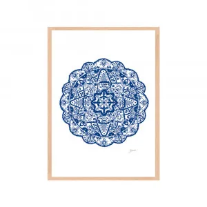 Marrakesh Mandala in Navy Wall Art | CANVAS Tasmanian Oak Boxed Frame A3 (29.7cm x 42cm) by Luxe Mirrors, a Artwork & Wall Decor for sale on Style Sourcebook