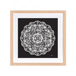 Marrakesh Mandala in Solid Black Wall Art | FRAMED Tasmanian Oak Boxed Frame Square (30cm x 30cm) With White Border by Luxe Mirrors, a Artwork & Wall Decor for sale on Style Sourcebook