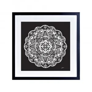 Marrakesh Mandala in Solid Black Wall Art | FRAMED Black Boxed Frame Square (30cm x 30cm) No White Border by Luxe Mirrors, a Artwork & Wall Decor for sale on Style Sourcebook