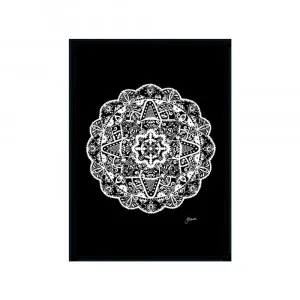 Marrakesh Mandala in Solid Black Wall Art | FRAMED Black Boxed Frame A3 (29.7cm x 42cm) No White Border by Luxe Mirrors, a Artwork & Wall Decor for sale on Style Sourcebook