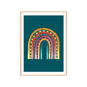 Rainbow Warrior in Teal Fine Art Print | FRAMED Tasmanian Oak Boxed Frame A3 (29.7cm x 42cm) With White Border by Luxe Mirrors, a Artwork & Wall Decor for sale on Style Sourcebook