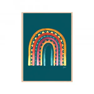 Rainbow Warrior in Teal Fine Art Print | FRAMED Tasmanian Oak Boxed Frame A3 (29.7cm x 42cm) No White Border by Luxe Mirrors, a Artwork & Wall Decor for sale on Style Sourcebook