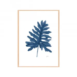 Philodendron Living in Navy Blue Fine Art Print | FRAMED Tasmanian Oak Boxed Frame A3 (29.7cm x 42cm) by Luxe Mirrors, a Artwork & Wall Decor for sale on Style Sourcebook