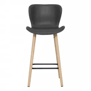 Batilda Bar Chair in Black PU / Oak Leg by OzDesignFurniture, a Bar Stools for sale on Style Sourcebook