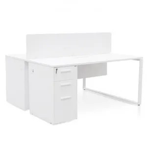 Ex Display - Halo 2 Seater 160cm Office Desk With Privacy Screen - White - Upgraded Legs by Interior Secrets - AfterPay Available by Interior Secrets, a Desks for sale on Style Sourcebook