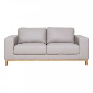 Jasper 2.5 Seater Sofa in Linea Leather Light Grey by OzDesignFurniture, a Sofas for sale on Style Sourcebook