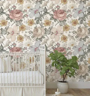 Camomile and Wildflowers Wallpaper by oliveetoriel.com, a Wallpaper for sale on Style Sourcebook