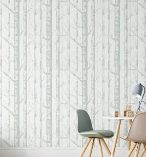 Birch Trees In Sage Wallpaper by oliveetoriel.com, a Wallpaper for sale on Style Sourcebook