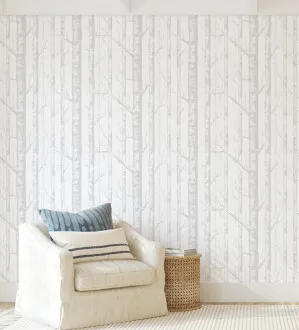 Birch Trees In Grey Wallpaper by oliveetoriel.com, a Wallpaper for sale on Style Sourcebook