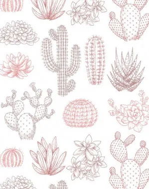 Vintage Cactus Garden Wallpaper by oliveetoriel.com, a Wallpaper for sale on Style Sourcebook