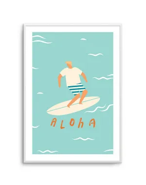 Aloha Surfer Dude | Blue by oliveetoriel.com, a Prints for sale on Style Sourcebook