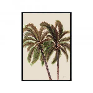 Palm Breeze Duo in Ivory Fine Art Print | FRAMED Black Boxed Frame A3 (29.7cm x 42cm) No White Border by Luxe Mirrors, a Artwork & Wall Decor for sale on Style Sourcebook