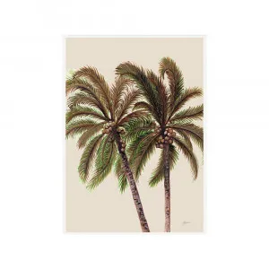 Palm Breeze Duo in Ivory Fine Art Print | FRAMED White Boxed Frame A3 (29.7cm x 42cm) No White Border by Luxe Mirrors, a Artwork & Wall Decor for sale on Style Sourcebook