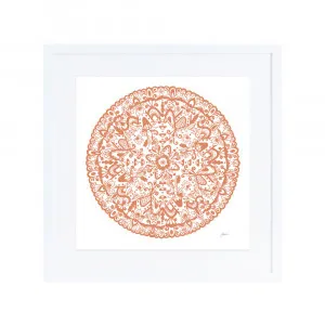 Sahara Mandala in Sandstone Wall Art | FRAMED White Boxed Frame Square (30cm x 30cm) by Luxe Mirrors, a Artwork & Wall Decor for sale on Style Sourcebook