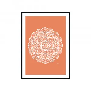 Marrakesh Mandala in Solid Sandstone Wall Art | FRAMED Black Boxed Frame A3 (29.7cm x 42cm) With White Border by Luxe Mirrors, a Artwork & Wall Decor for sale on Style Sourcebook