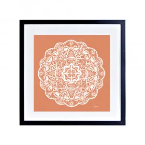 Marrakesh Mandala in Solid Sandstone Wall Art | FRAMED Black Boxed Frame Square (30cm x 30cm) No White Border by Luxe Mirrors, a Artwork & Wall Decor for sale on Style Sourcebook