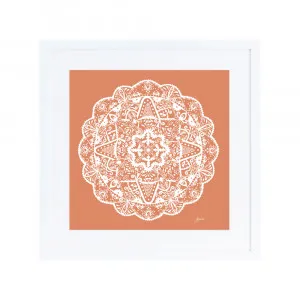 Marrakesh Mandala in Solid Sandstone Wall Art | FRAMED White Boxed Frame Square (30cm x 30cm) No White Border by Luxe Mirrors, a Artwork & Wall Decor for sale on Style Sourcebook