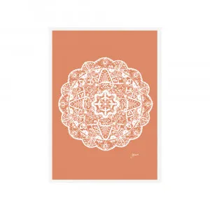 Marrakesh Mandala in Solid Sandstone Wall Art | FRAMED White Boxed Frame A3 (29.7cm x 42cm) No White Border by Luxe Mirrors, a Artwork & Wall Decor for sale on Style Sourcebook