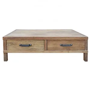 Maksim Reclaimed Elm Timber 2 Drawer Coffee Table, 130cm, Natural by Montego, a Coffee Table for sale on Style Sourcebook