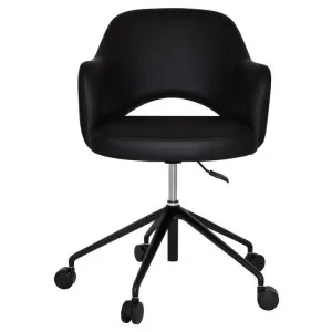 Albury Commercial Grade Vinyl Gas Lift Office Armchair, V2, Black / Black by Eagle Furn, a Chairs for sale on Style Sourcebook