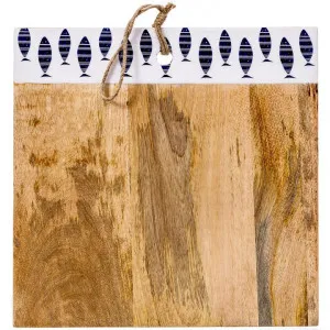 Atlantic Fish Enamelled Mango Wood Square Chopping Board, 40cm by Casa Uno, a Chopping Boards for sale on Style Sourcebook