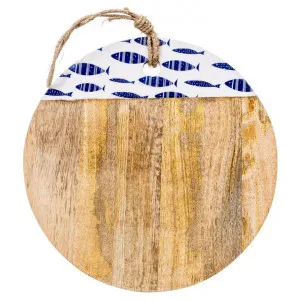 Atlantic Fish Enamelled Mango Wood Round Chopping Board, 30cm by Casa Uno, a Chopping Boards for sale on Style Sourcebook