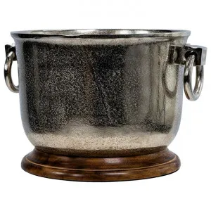 Luccian Metal Champagne Bucket, Timber Base, Short by Casa Uno, a Barware for sale on Style Sourcebook