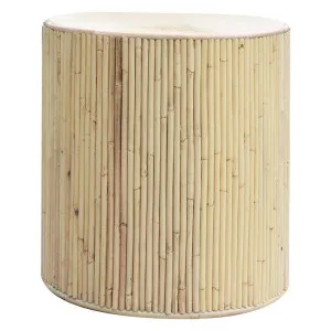 Vomo Bamboo Rattan Round Side Table, Natural by Brighton Home, a Side Table for sale on Style Sourcebook