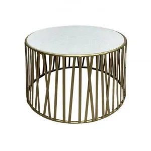 Criss Cross Marble Topped Iron Round Coffee Table, 60cm by Provencal Treasures, a Coffee Table for sale on Style Sourcebook