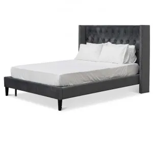 Carolina Queen Bed Frame - Charcoal Velvet by Interior Secrets - AfterPay Available by Interior Secrets, a Beds & Bed Frames for sale on Style Sourcebook