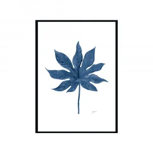 Aralia Living Leaf in Navy Blue Fine Art Print | FRAMED Black Boxed Frame A3 (29.7cm x 42cm) by Luxe Mirrors, a Artwork & Wall Decor for sale on Style Sourcebook