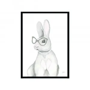 Frankie the Fancy Bunny Rabbit Fine Art Print | FRAMED Black Boxed Frame A3 (29.7cm x 42cm) by Luxe Mirrors, a Artwork & Wall Decor for sale on Style Sourcebook