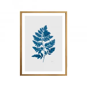 Lush Fern Living in Navy Blue with Whisper Grey Fine Art Print | FRAMED Tasmanian Oak Boxed Frame A3 (29.7cm x 42cm) by Luxe Mirrors, a Artwork & Wall Decor for sale on Style Sourcebook