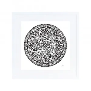 Sahara Mandala in Black Wall Art | CANVAS White Boxed Frame Square (30cm x 30cm) by Luxe Mirrors, a Artwork & Wall Decor for sale on Style Sourcebook