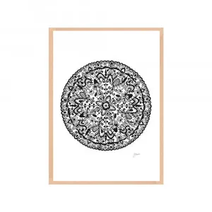 Sahara Mandala in Black Wall Art | CANVAS Tasmanian Oak Boxed Frame A3 (29.7cm x 42cm) by Luxe Mirrors, a Artwork & Wall Decor for sale on Style Sourcebook