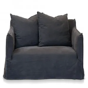 Como Linen Darling Chair Cover Charcoal - 1.5 Seater by James Lane, a Sofas for sale on Style Sourcebook