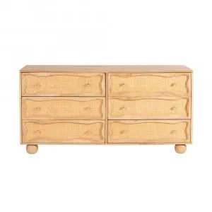 Baxter Mango Wood and Rattan Dresser - 6 Drawer by James Lane, a Dressers & Chests of Drawers for sale on Style Sourcebook