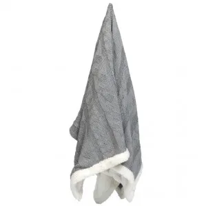 Sherpa Fur Knitted Throw Grey - 170cm x 130cm by James Lane, a Throws for sale on Style Sourcebook