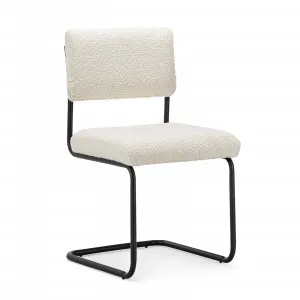 Myah Set of 2 Cantilever Dining Chair, Cream Bouclé & Black by L3 Home, a Dining Chairs for sale on Style Sourcebook