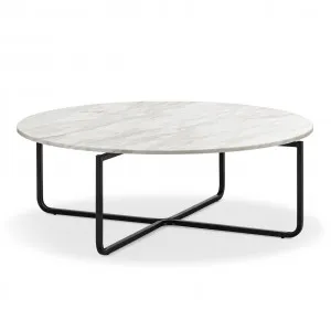 Clarina Ivory Marble Round Coffee Table, Black by L3 Home, a Coffee Table for sale on Style Sourcebook
