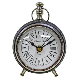 Clayton Leather & Metal Table Clock by Searles, a Clocks for sale on Style Sourcebook