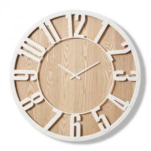 Hadley Wall Clock White/Natural - 80cm x 6cm by James Lane, a Clocks for sale on Style Sourcebook