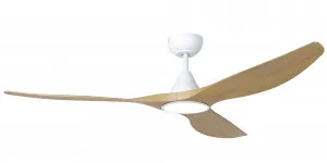 Eglo Surf 60" ABS DC Ceiling Fan with 20W CCT LED Light White & Oak by Eglo, a Ceiling Fans for sale on Style Sourcebook